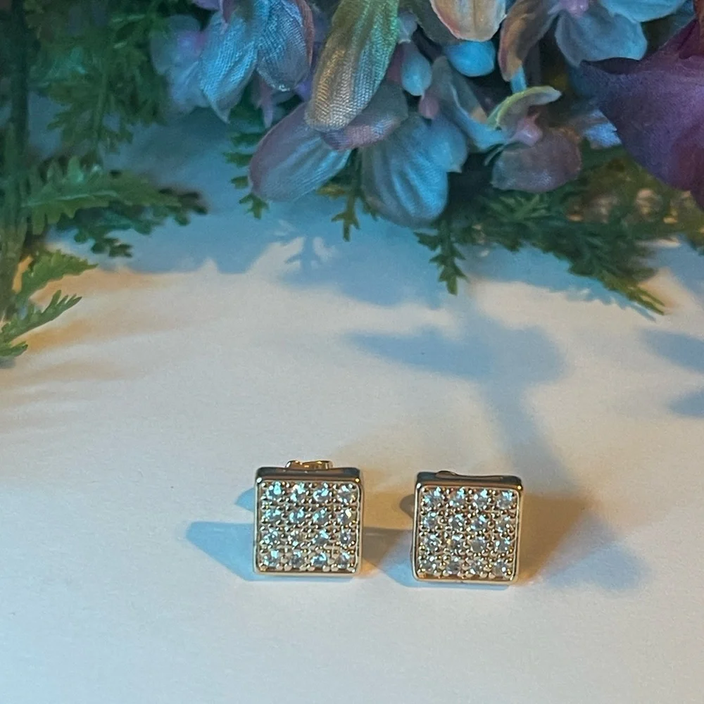 Womens‎ Fashion Earrings, stainless steel color Gold with stones